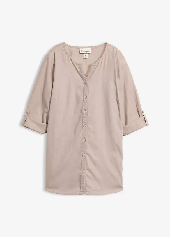 3/4-Arm Bluse aus Leinen-Baumwoll-Mix in grau von vorne - bonprix 3/4-Arm Bluse aus Leinen-Baumwoll-Mix in grau von vorne - bonprix