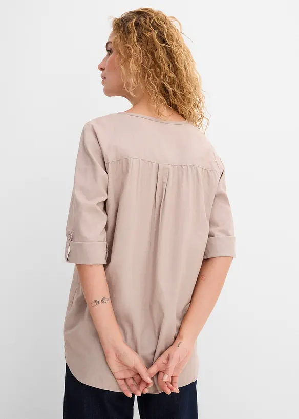 3/4-Arm Bluse aus Leinen-Baumwoll-Mix in grau von hinten (im Anschnitt) - bonprix 3/4-Arm Bluse aus Leinen-Baumwoll-Mix in grau von hinten (im Anschnitt) - bonprix