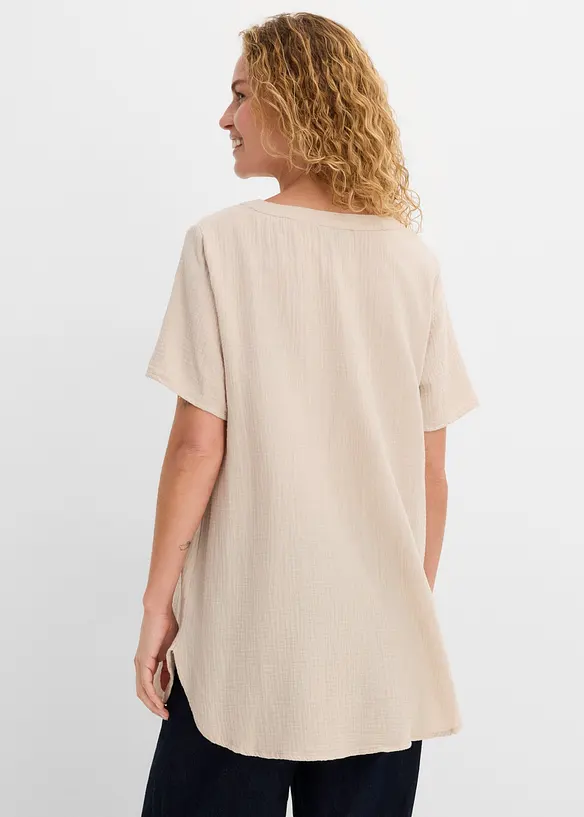 Musselin-Long-Tunika aus reiner Baumwolle in grau von hinten (im Anschnitt) - bonprix Musselin-Long-Tunika aus reiner Baumwolle in grau von hinten (im Anschnitt) - bonprix