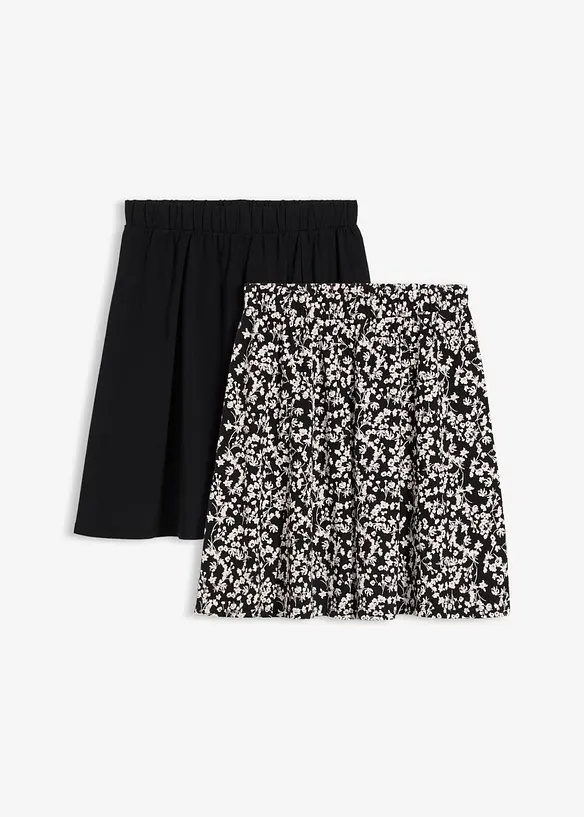 Jersey-Rock (2er Pack) in schwarz von vorne - bonprix Jersey-Rock (2er Pack) in schwarz von vorne - bonprix