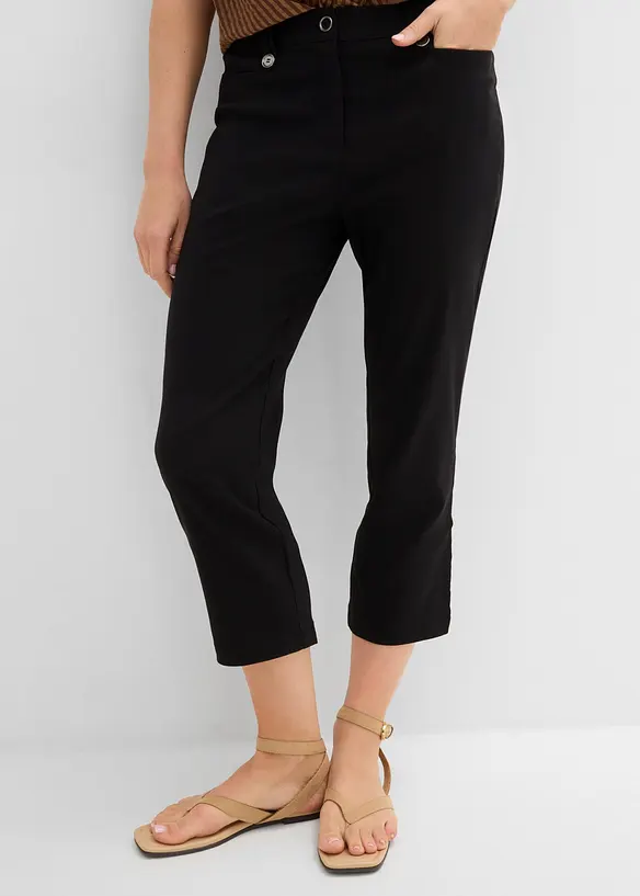 3/4-Bengalin-Hose mit Bequembund in schwarz von vorne - bonprix 3/4-Bengalin-Hose mit Bequembund in schwarz von vorne - bonprix