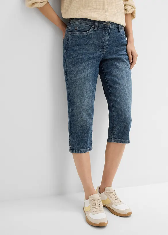 Straight Jeans, Mid Waist, Stretch in blau von vorne - bonprix Straight Jeans, Mid Waist, Stretch in blau von vorne - bonprix