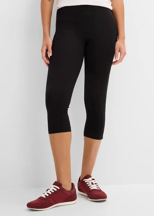 Capri-Leggings (2er Pack) in schwarz von vorne - bonprix Capri-Leggings (2er Pack) in schwarz von vorne - bonprix