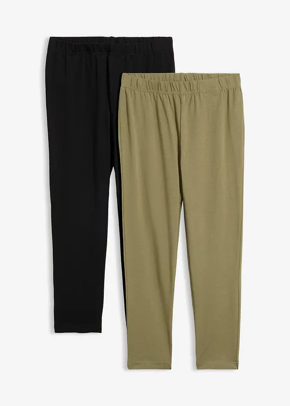 Capri-Leggings (2er Pack) in grün von vorne - bonprix