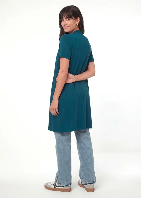 Shirtjacke aus softer Viskose in petrol von hinten (im Anschnitt) - bonprix