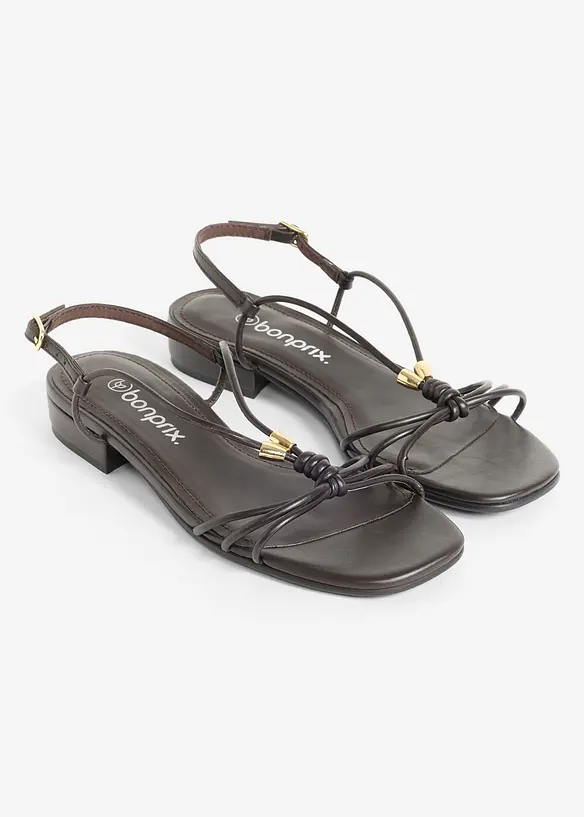 Riemchensandalen mit Metallic-Details in braun - bonprix