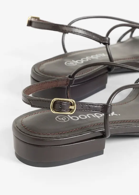 Riemchensandalen mit Metallic-Details in braun - bonprix