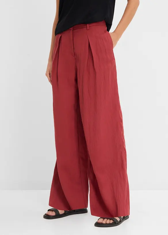 Sommerliche Bundfaltenhose in rot von vorne - bonprix