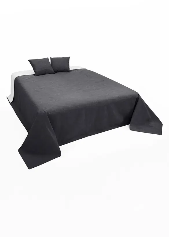 Tagesdecke in Leinen-Optik in grau - bonprix