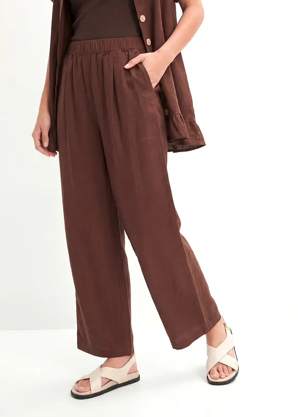 Culotte aus Leinen-Mix in braun von vorne - bonprix Culotte aus Leinen-Mix in braun von vorne - bonprix