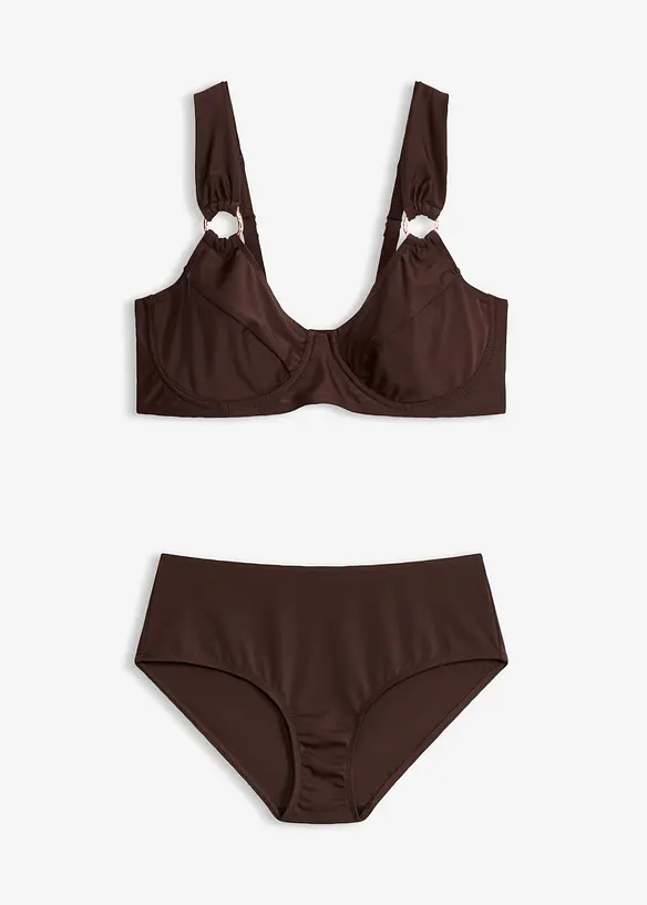 Minimizer-Bikini mit goldenen Ringen (2-tlg.Set) in braun von vorne - bonprix