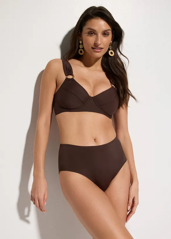 Minimizer-Bikini mit goldenen Ringen (2-tlg.Set) in braun von vorne (Totalaufnahme) - bonprix