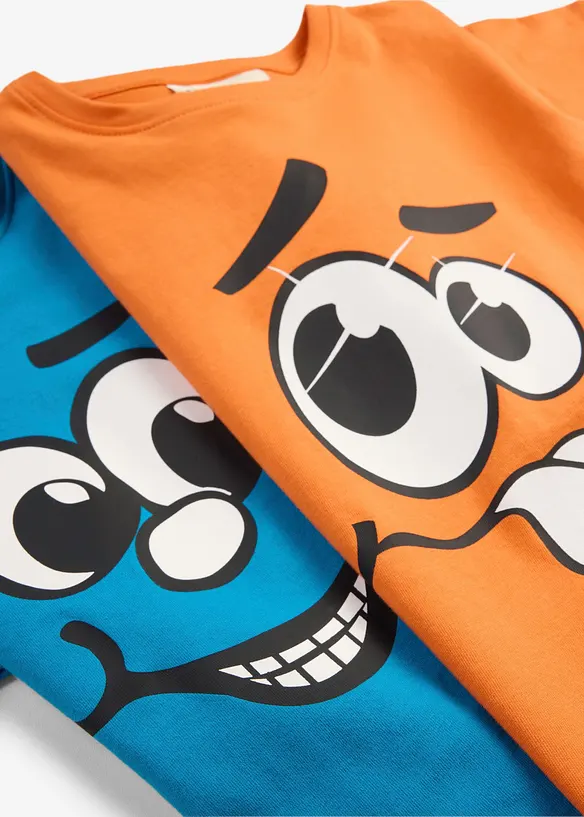 T-Shirt mit Bio-Baumwolle (2er Pack) in orange - bonprix