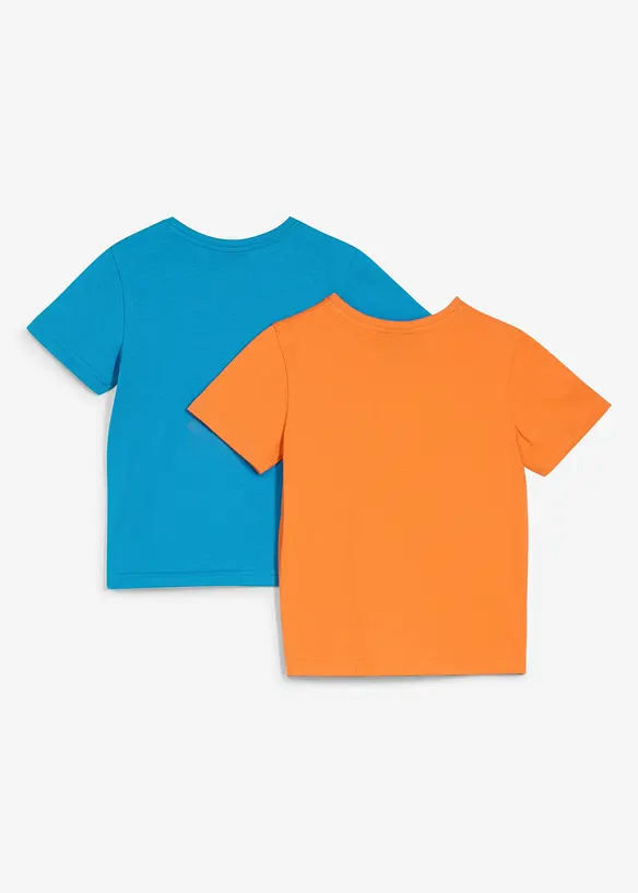 T-Shirt mit Bio-Baumwolle (2er Pack) in orange von hinten - bonprix