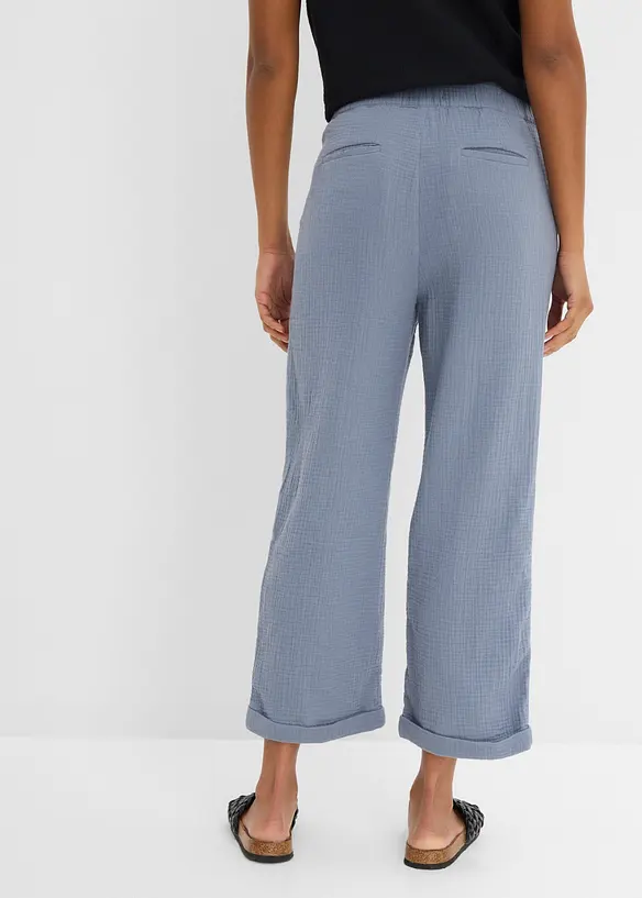 Musselin-Culotte aus reiner Baumwolle in blau von hinten - bonprix Musselin-Culotte aus reiner Baumwolle in blau von hinten - bonprix
