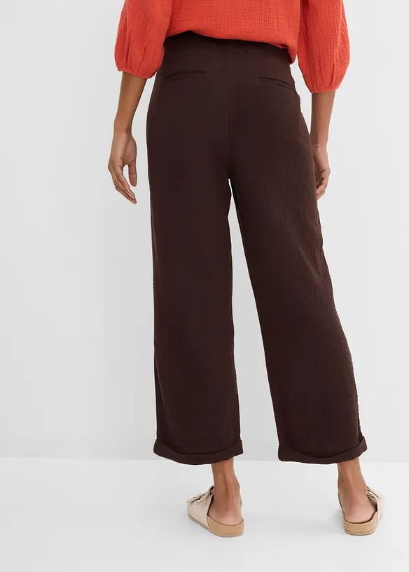 Musselin-Culotte aus reiner Baumwolle in braun von hinten - bonprix Musselin-Culotte aus reiner Baumwolle in braun von hinten - bonprix