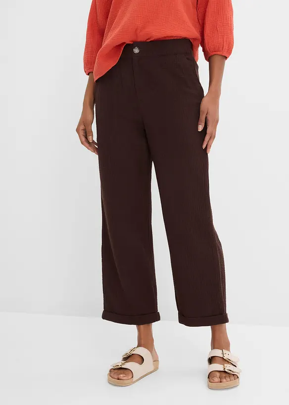 Musselin-Culotte aus reiner Baumwolle in braun von vorne - bonprix Musselin-Culotte aus reiner Baumwolle in braun von vorne - bonprix