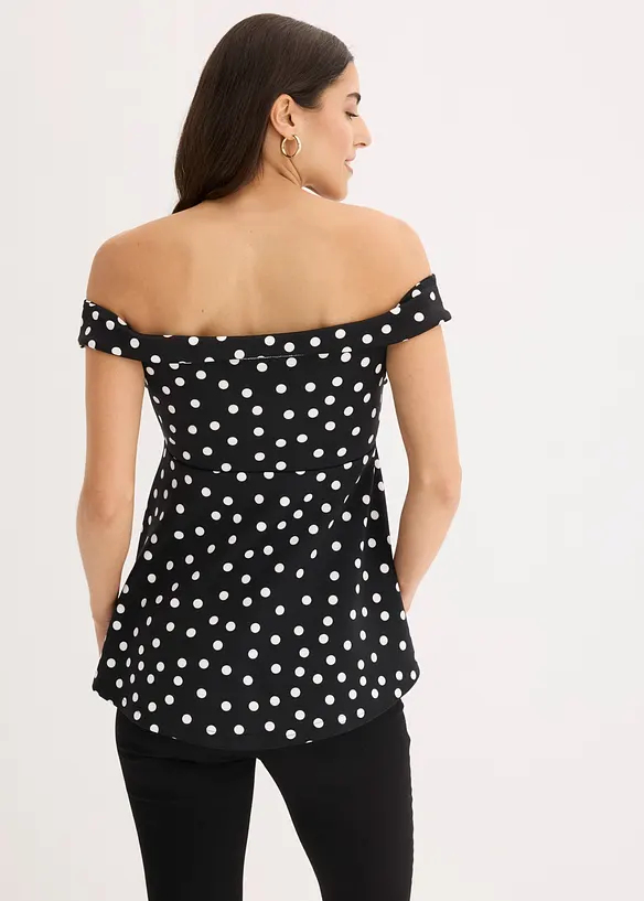 Cold-Shoulder-Shirt mit tiefem Ausschnitt in schwarz von hinten (im Anschnitt) - bonprix