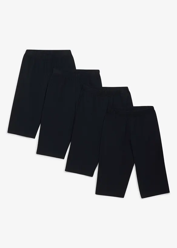 Radlerhose aus elastischem Bio-Baumwoll-Mix (4er Pack) in schwarz von vorne - bonprix