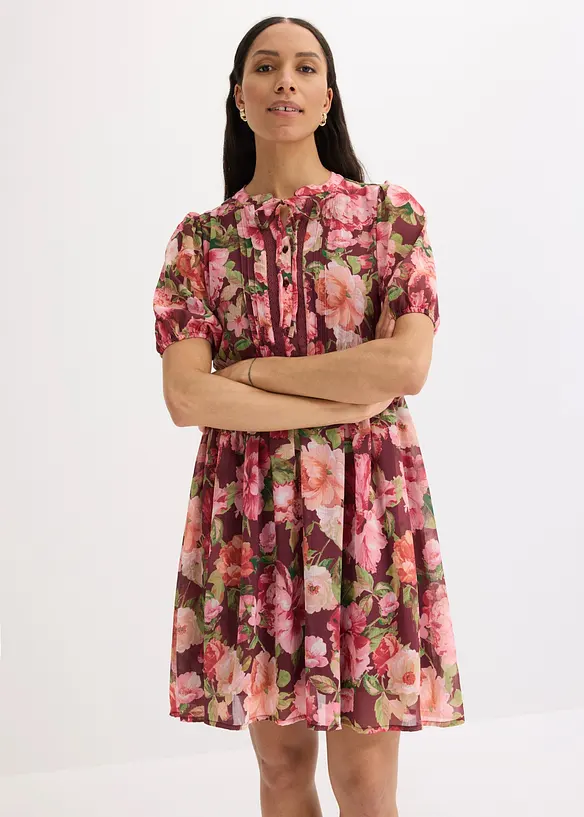 Tunika-Kleid mit Spitze in rot von vorne (Totalaufnahme) - bonprix Tunika-Kleid mit Spitze in rot von vorne (Totalaufnahme) - bonprix