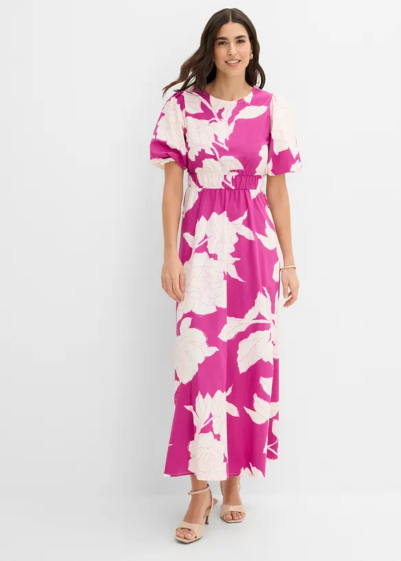Maxikleid aus reiner Baumwolle in pink von vorne (Totalaufnahme) - bonprix Maxikleid aus reiner Baumwolle in pink von vorne (Totalaufnahme) - bonprix