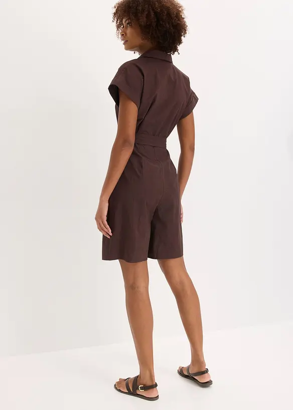 Jumpsuit mit Bindegürtel in braun von hinten (Totalaufnahme) - bonprix Jumpsuit mit Bindegürtel in braun von hinten (Totalaufnahme) - bonprix