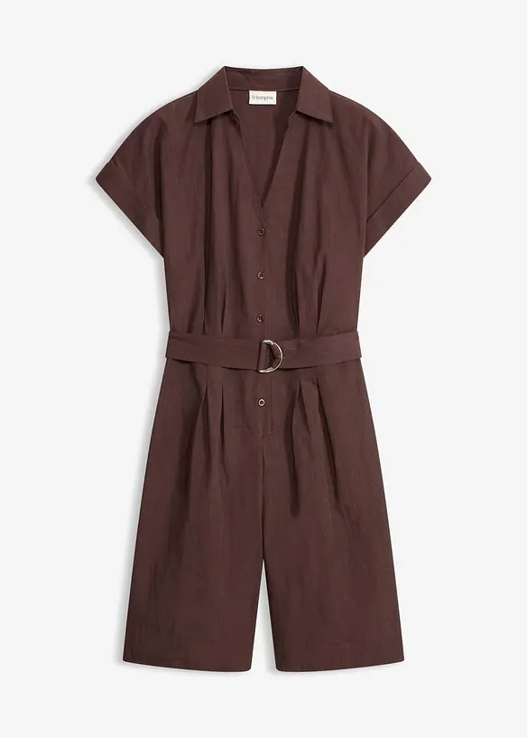 Jumpsuit mit Bindegürtel in braun von vorne - bonprix Jumpsuit mit Bindegürtel in braun von vorne - bonprix