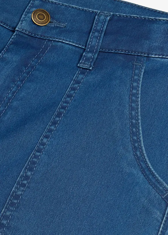 Jeans-Longbermuda mit verstellbarem Bund, Loose Fit in blau - bonprix
