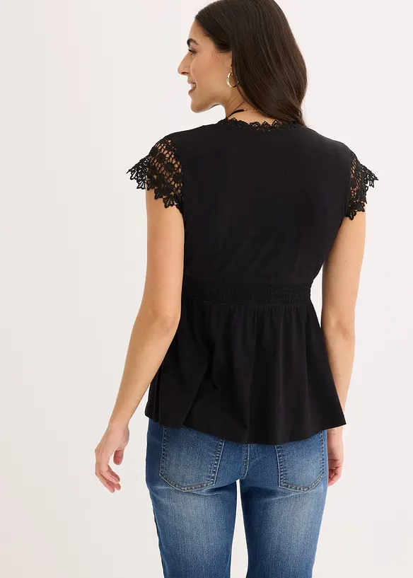 Shirt mit Spitze in schwarz von hinten (im Anschnitt) - bonprix