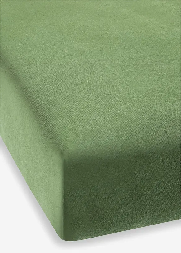 Jersey Spannbettlaken in Trendfarben in grün - bonprix