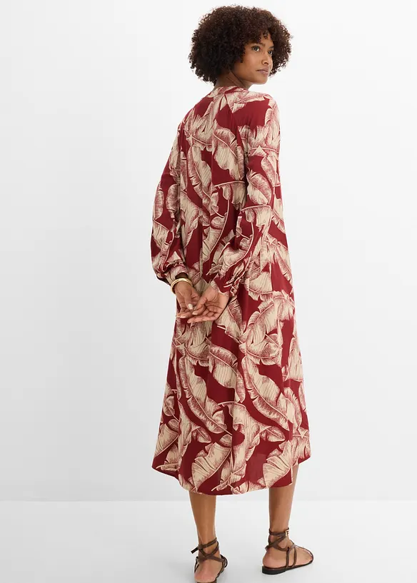 Kaftan-Kleid aus fließender Viskose in rot von hinten (Totalaufnahme) - bonprix