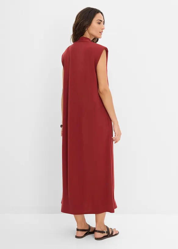 Jerseykleid aus Viskose-Mix mit Schulterpolster in rot von hinten (Totalaufnahme) - bonprix
