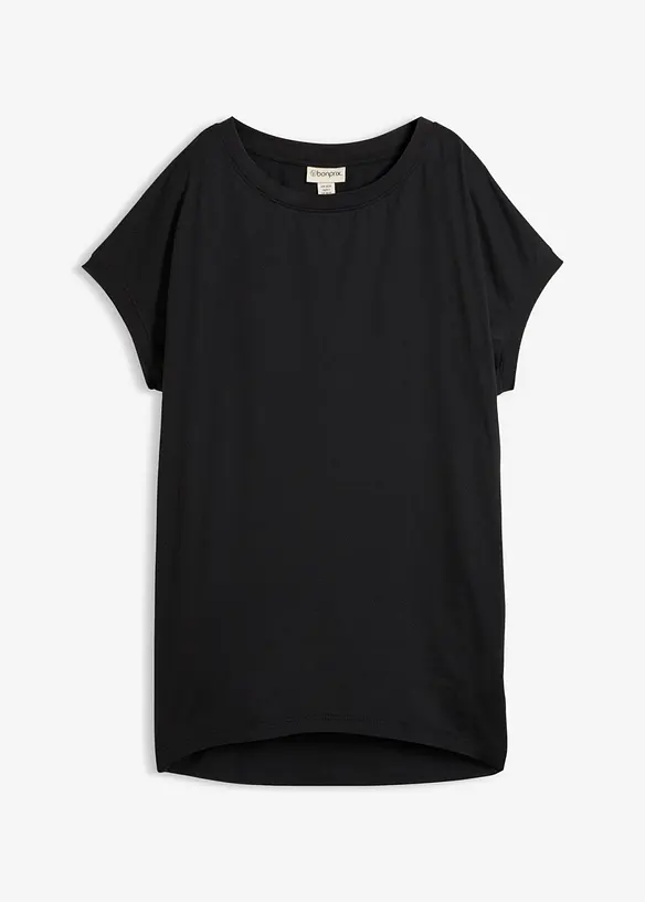 Longshirt aus reiner Baumwolle in schwarz von vorne - bonprix