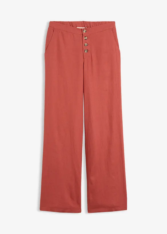 Lange Palazzo-Hose mit Leinen in rot von vorne - bonprix Lange Palazzo-Hose mit Leinen in rot von vorne - bonprix