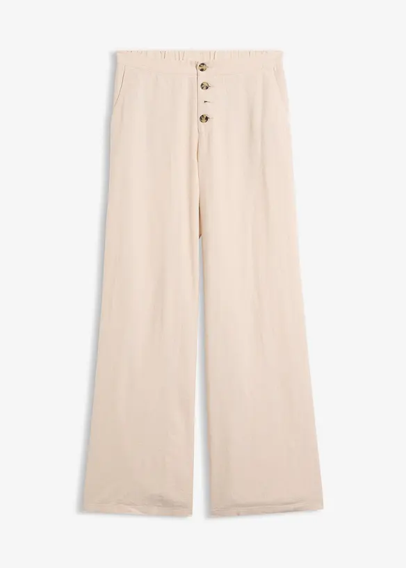 Lange Palazzo-Hose mit Leinen in beige von vorne - bonprix Lange Palazzo-Hose mit Leinen in beige von vorne - bonprix