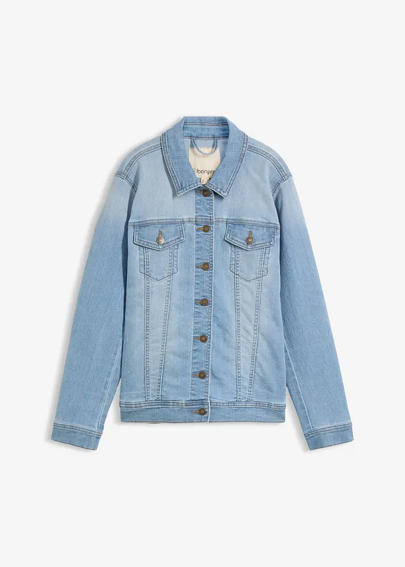 Stretch-Jeansjacke, Basic in blau von vorne - bonprix