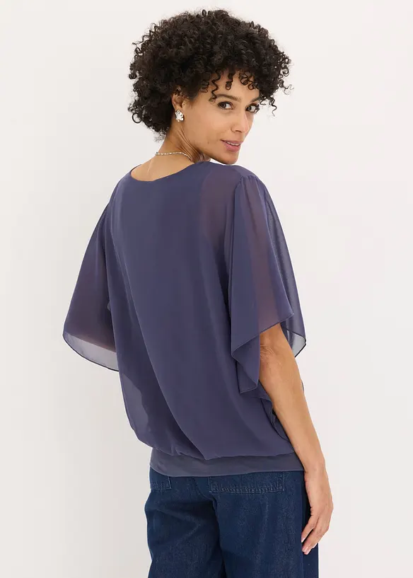 Chiffonbluse mit Fledermausärmel in blau von hinten (im Anschnitt) - bonprix Chiffonbluse mit Fledermausärmel in blau von hinten (im Anschnitt) - bonprix