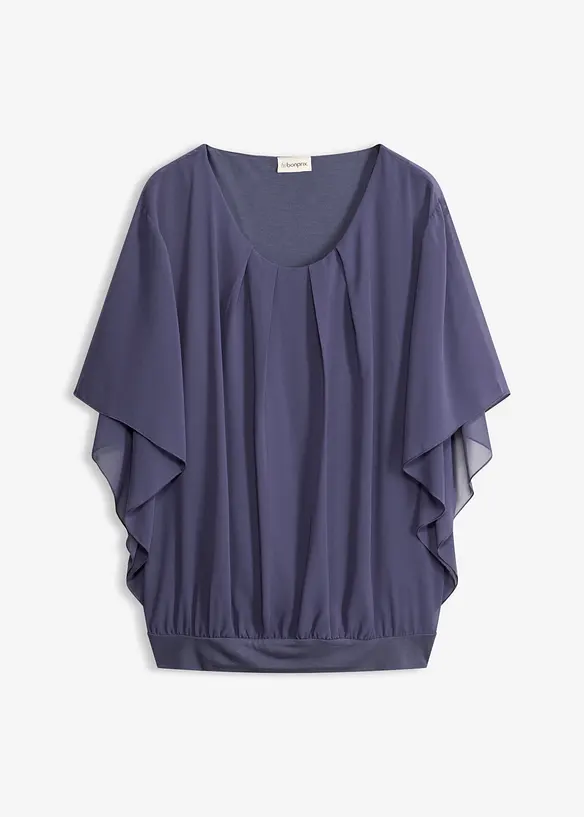 Chiffonbluse mit Fledermausärmel in blau von vorne - bonprix Chiffonbluse mit Fledermausärmel in blau von vorne - bonprix