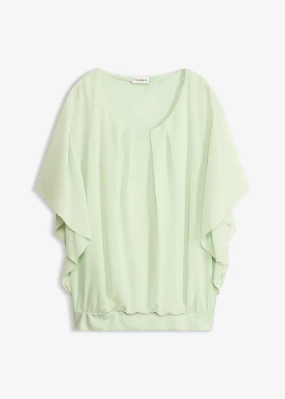 Chiffonbluse mit Fledermausärmel in grün von vorne - bonprix Chiffonbluse mit Fledermausärmel in grün von vorne - bonprix