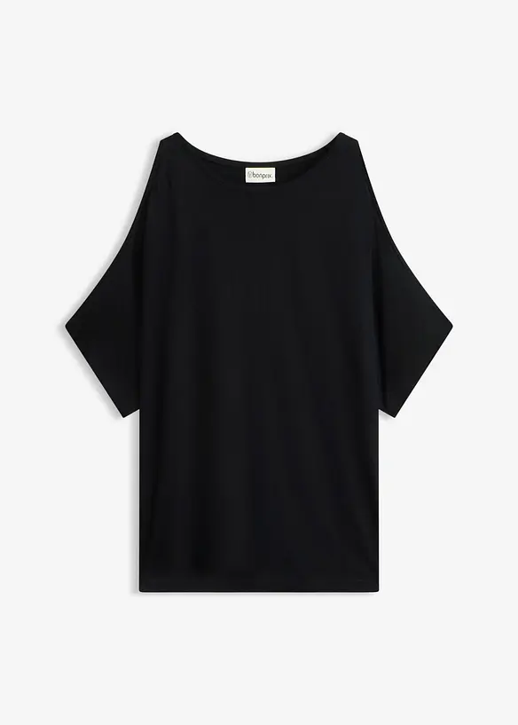 Cold-Shoulder-Shirt aus Viskose in schwarz von vorne - bonprix Cold-Shoulder-Shirt aus Viskose in schwarz von vorne - bonprix