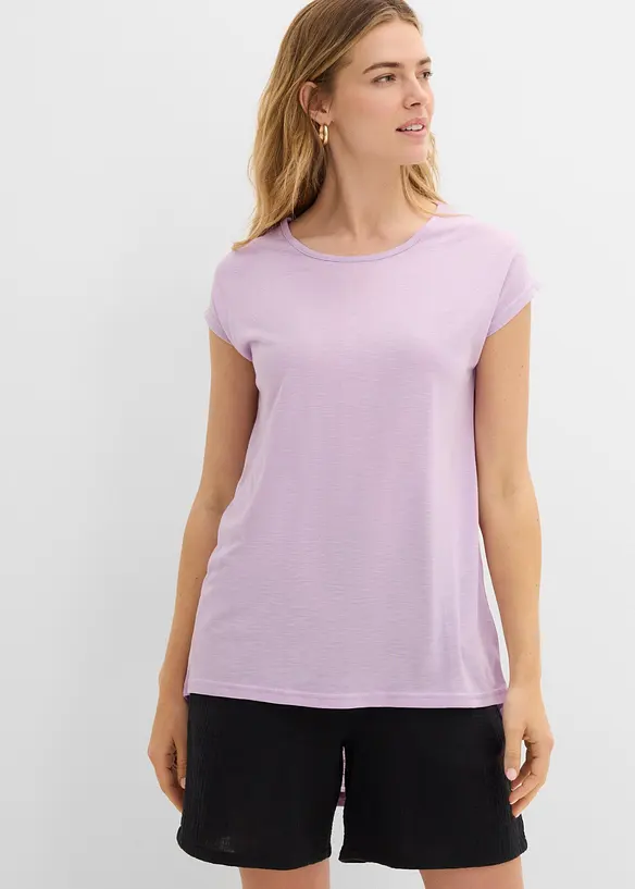 Longshirt aus Viskose-Mischung in lila von vorne (im Anschnitt) - bonprix