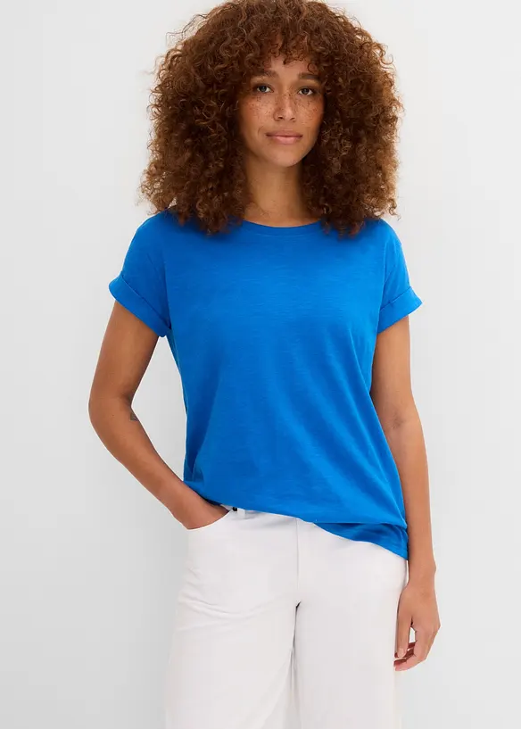 Boxy-Shirt in blau von vorne (im Anschnitt) - bonprix Boxy-Shirt in blau von vorne (im Anschnitt) - bonprix