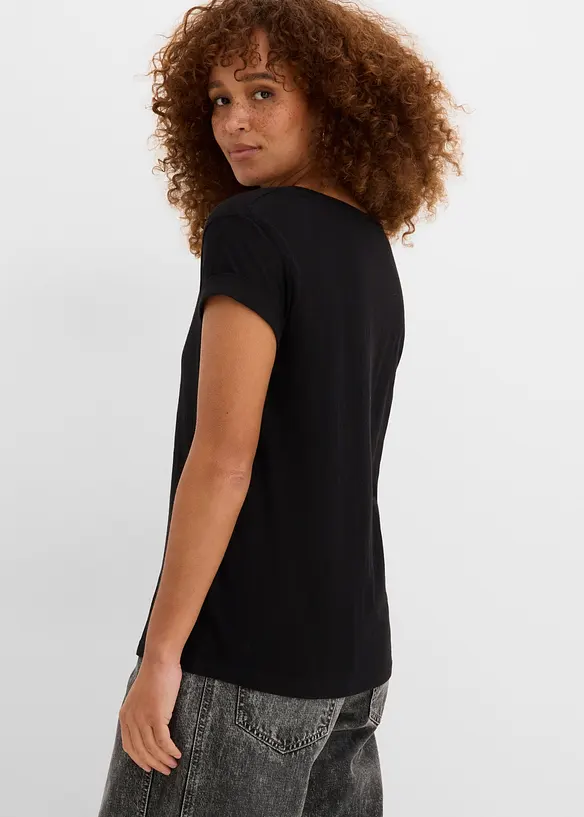 Boxy-Shirt in schwarz von hinten (im Anschnitt) - bonprix Boxy-Shirt in schwarz von hinten (im Anschnitt) - bonprix