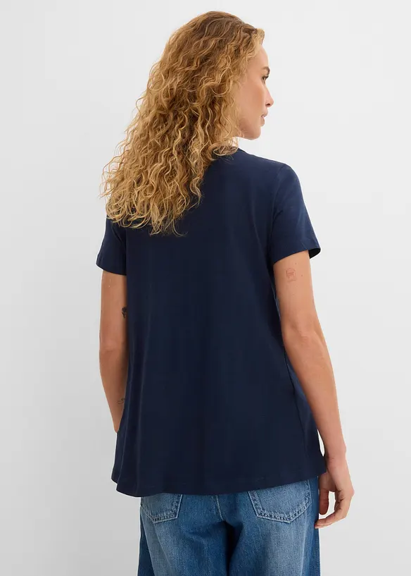 Baumwoll Flammgarn-Shirt, Kurzarm in blau von hinten (im Anschnitt) - bonprix Baumwoll Flammgarn-Shirt, Kurzarm in blau von hinten (im Anschnitt) - bonprix