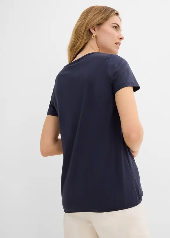 Shirt aus reiner Baumwolle, Kurzarm in blau von hinten (im Anschnitt) - bonprix Shirt aus reiner Baumwolle, Kurzarm in blau von hinten (im Anschnitt) - bonprix