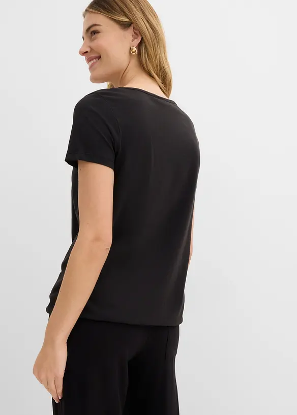 Shirt aus reiner Baumwolle, Kurzarm in schwarz von hinten (im Anschnitt) - bonprix