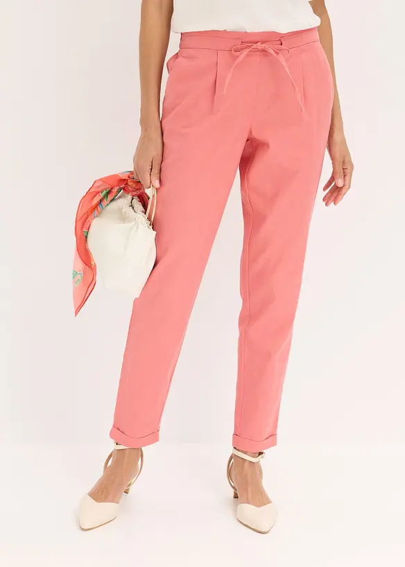 Leinenhose aus reinem Leinen in rosa von vorne - bonprix Leinenhose aus reinem Leinen in rosa von vorne - bonprix