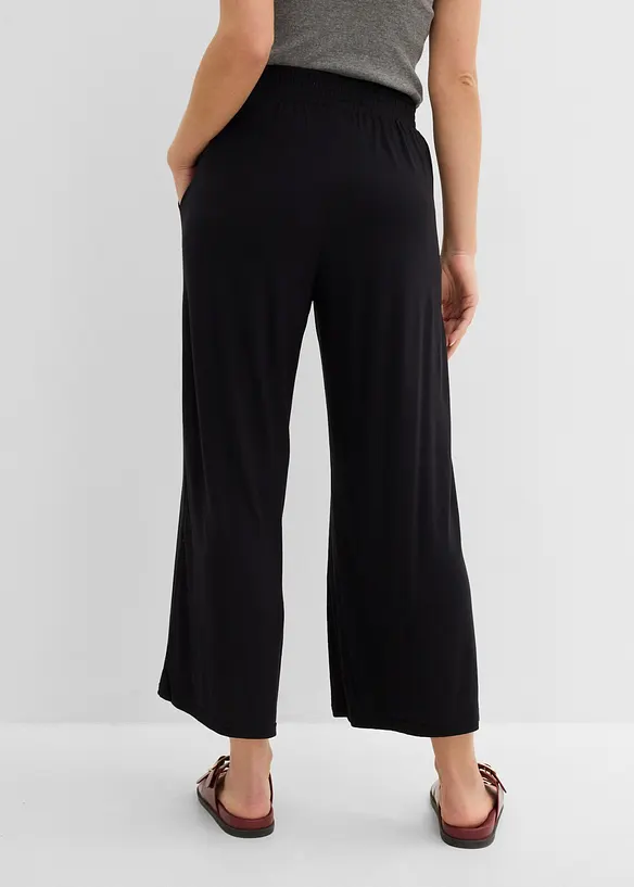 Jersey-Hose aus fließendem Viskose-Mix, 7-8-Länge in schwarz von hinten - bonprix