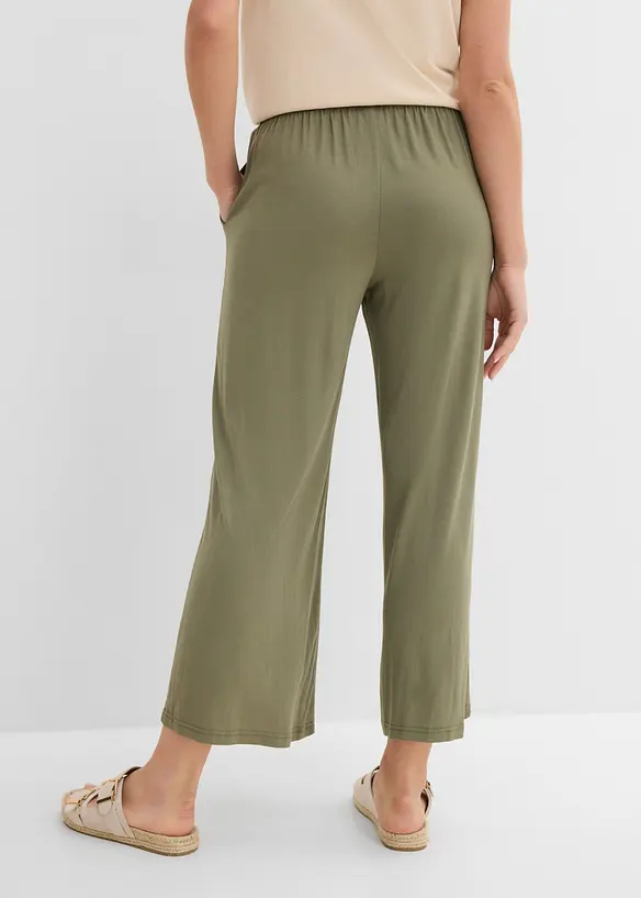 Jersey-Hose aus fließendem Viskose-Mix, 7-8-Länge in grün von hinten - bonprix Jersey-Hose aus fließendem Viskose-Mix, 7-8-Länge in grün von hinten - bonprix