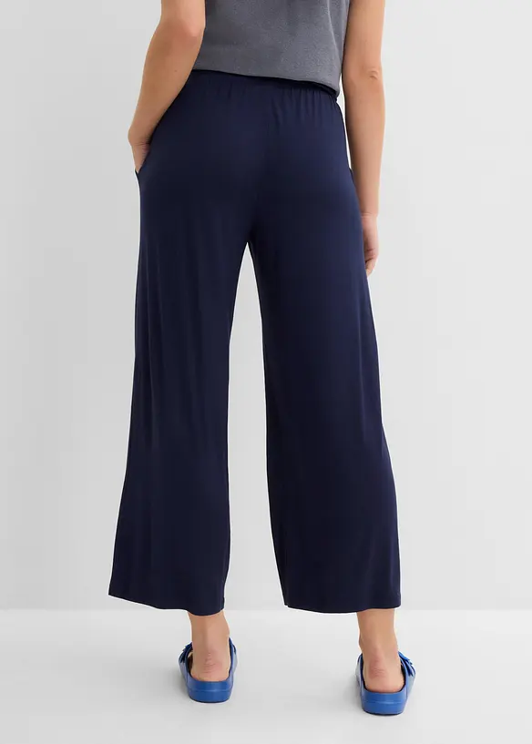 Jersey-Hose aus fließendem Viskose-Mix, 7-8-Länge in blau von hinten - bonprix